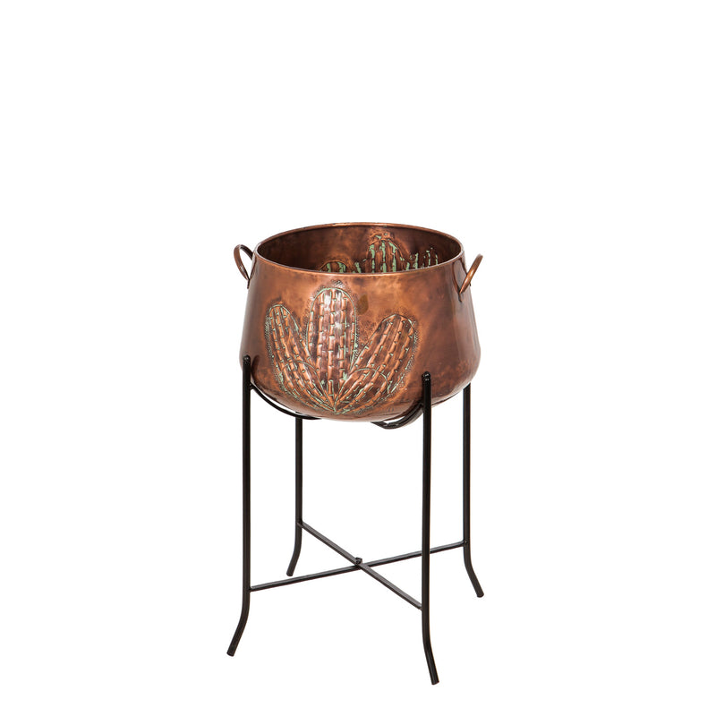 Copper and Verdigris Planter with Stand,8pmtl152