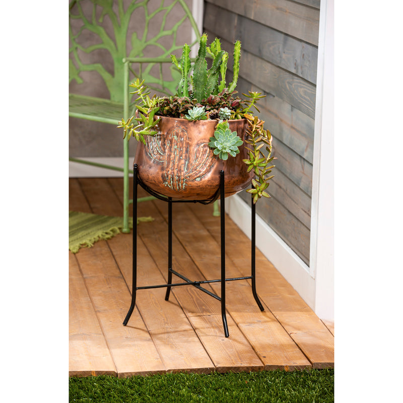 Copper and Verdigris Planter with Stand,8pmtl152