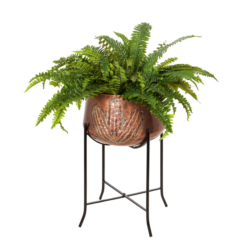 Copper and Verdigris Planter with Stand,8pmtl152