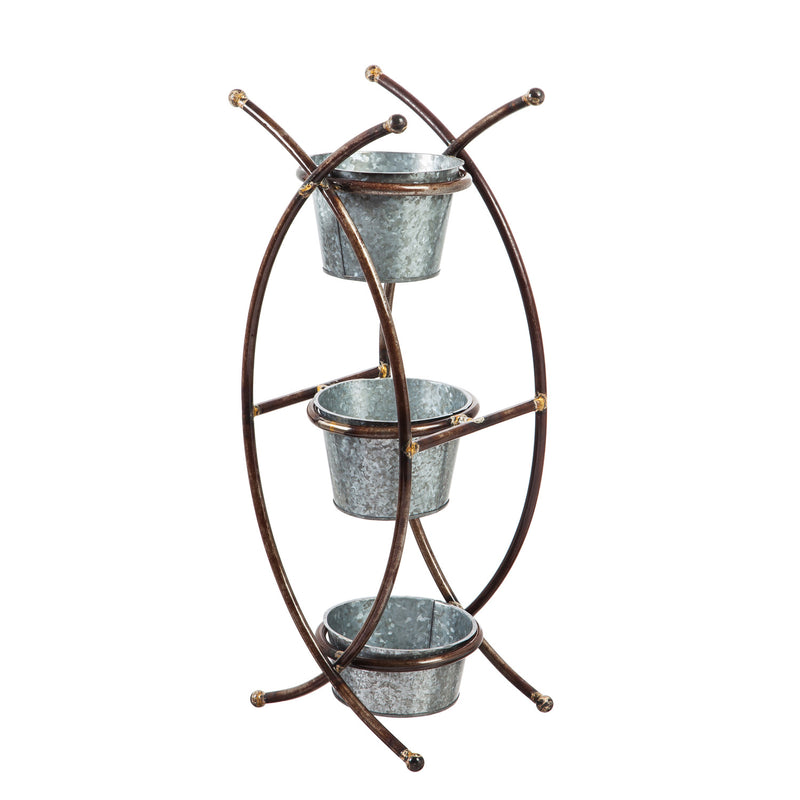 Metal 3 Pot Planter with Stand,8pmtl186