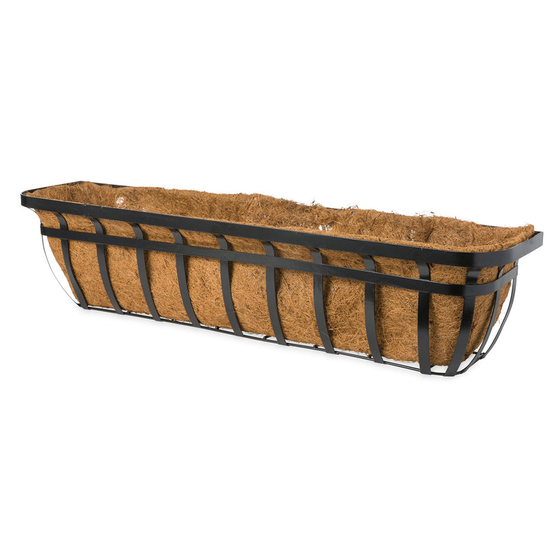 English Hay Basket Window Planter, 36"L,8pmtl195