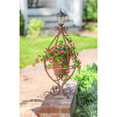 Antiqued Wrought Iron Plant Stand with Solar Light,8pmtl225