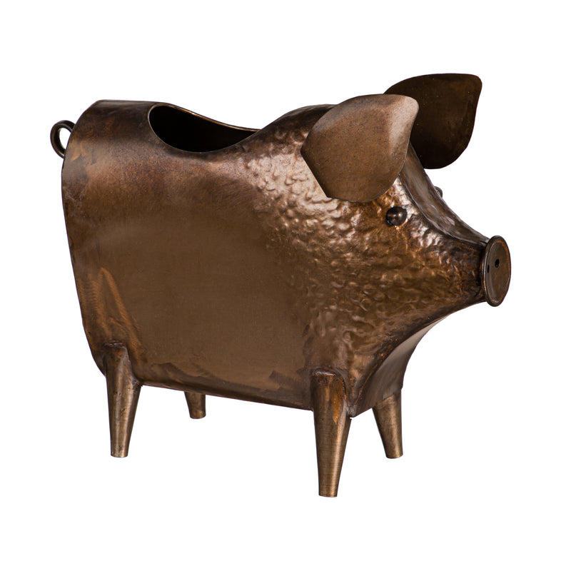 Brown Rustic Metal Pig Planter,8pmtl348