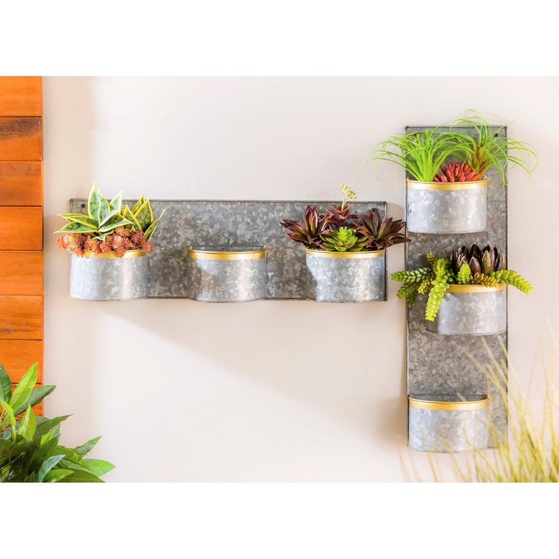 Wall Planter with Brass Edge 2 Asst,8pmtl5188