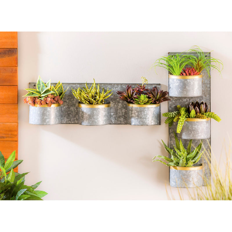 Wall Planter with Brass Edge 2 Asst,8pmtl5188