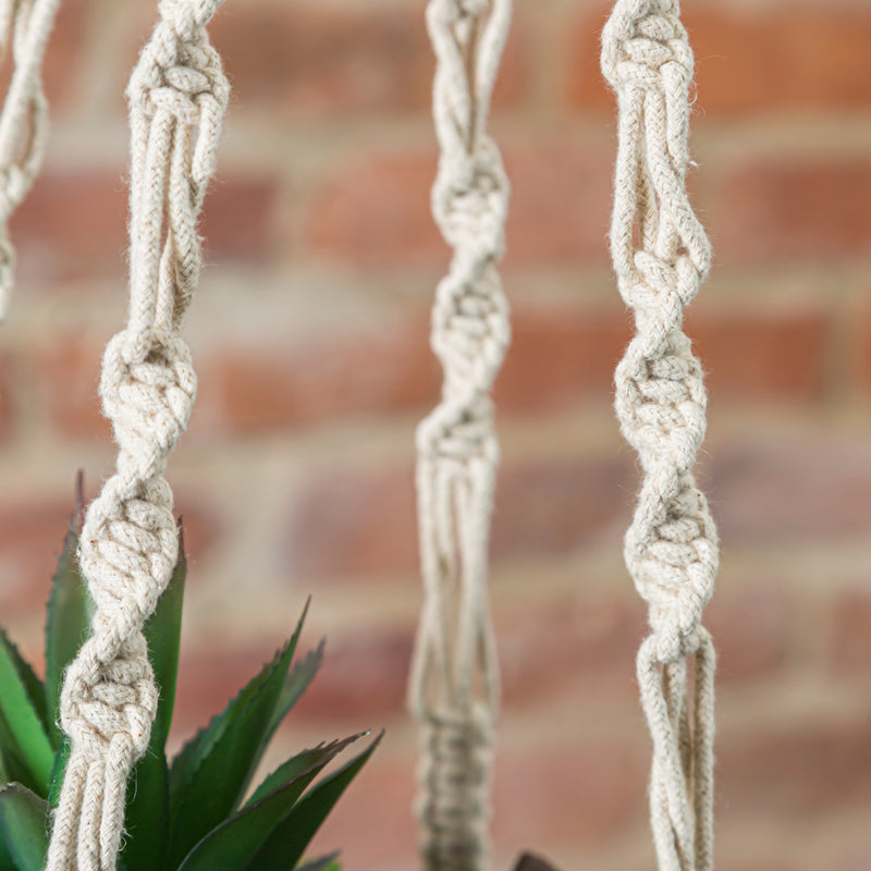 Black and Ivory Macrame Hanging Planter 2 Asst,8pmtl5196