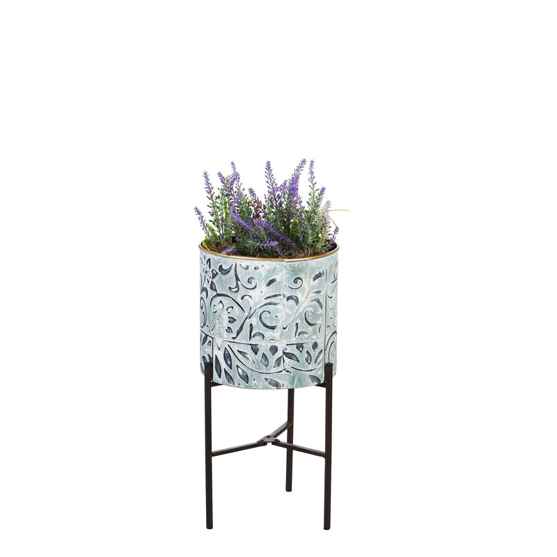 Painted Metal Planters with Stand Set of 3,8pmtl5215