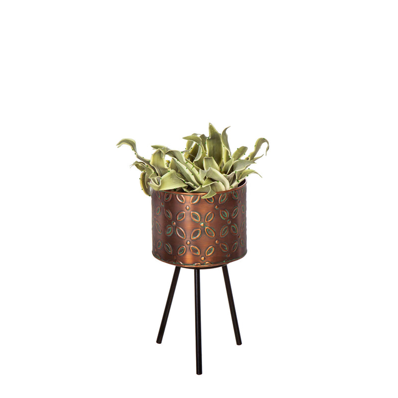 Bronze Finish Planter with Verdigris Embossing on Tripod, Set of 3,8pmtl5280