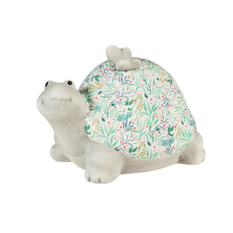 Ceramic Turtle with Floral Cadence Shell Tabletop Decoration