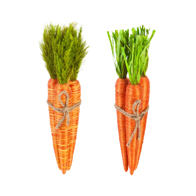 Natural Fiber Bunch of 3 Carrots Tabletop Decoration, 2 Assorted: Grass, Sisal,8taf001