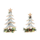 Silver Metal Tree with Glitter and Artificial Tabletop Decor, Set of 2,8tam343