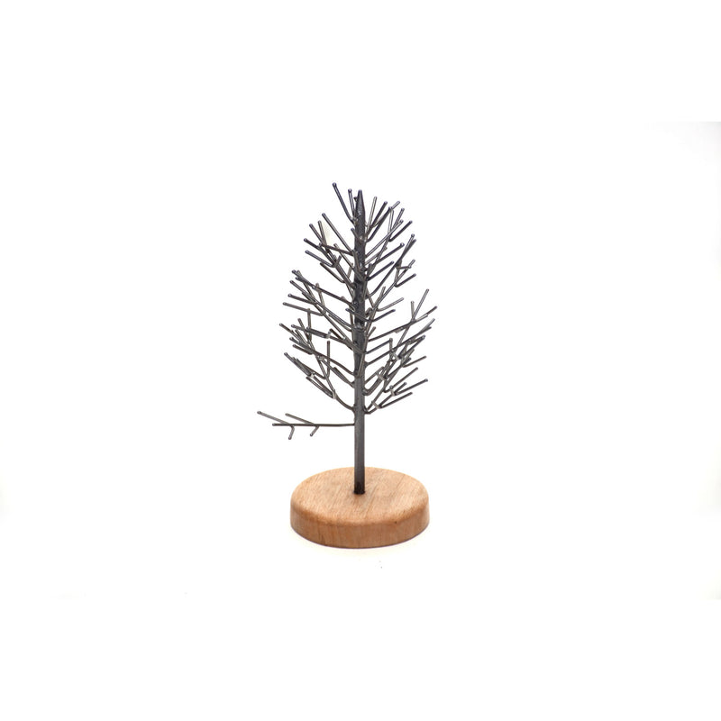 Evergreen 8'' Metal Tree with Wooden Base Table Décor, 3.2'' x 3.2'' x 8.3'' inches