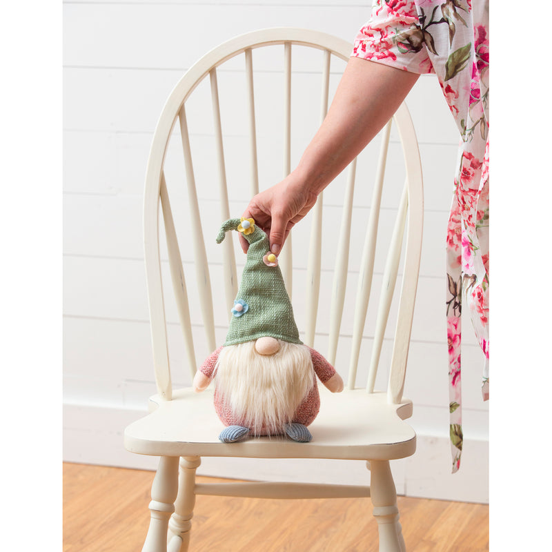 Gnome with Green Floral Hat and Pink Body Table Décor,8tan112