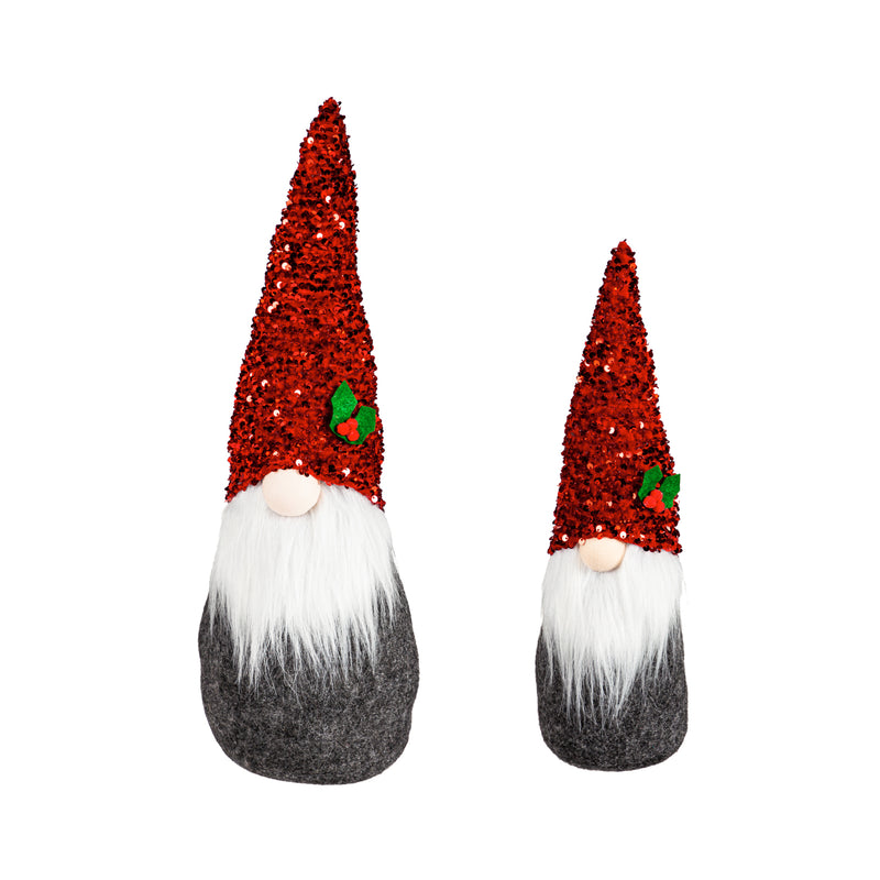 Plush Gnome with Sequin Hat Table Décor, Set of 2, 6"x4.5"x19.5"inches