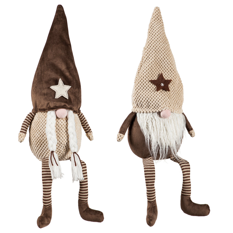 Plush Woodland Gnome with Star Embellished Hat Table Décor, 2 Asst, 10"x6"x26"inches