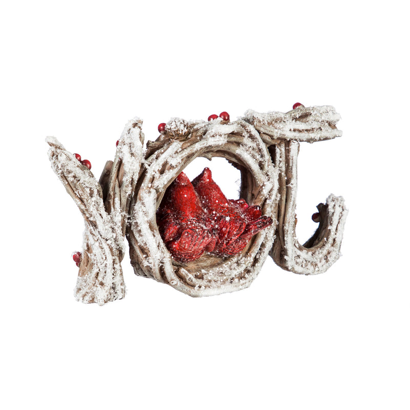 Snow covered cardinal tabletop decoration with berries, 2 Assorted,8tar369