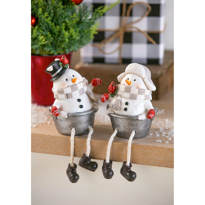 Resin Snowman with Danglingg Legs Tabletop Décor, 2 Asst,8tar432