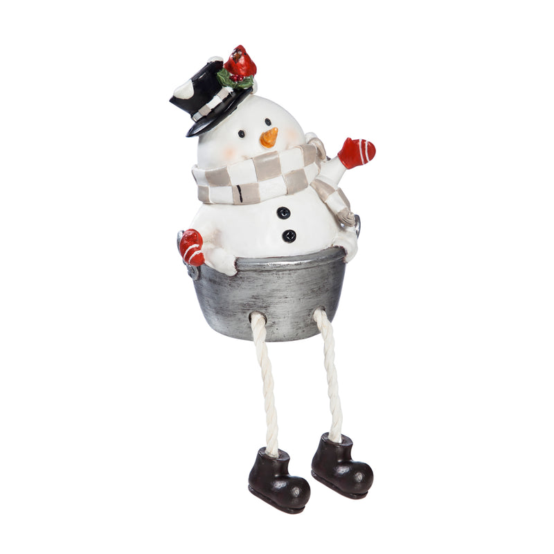 Resin Snowman with Danglingg Legs Tabletop Décor, 2 Asst
