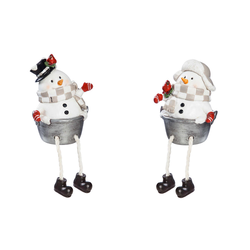 Resin Snowman with Danglingg Legs Tabletop Décor, 2 Asst,8tar432