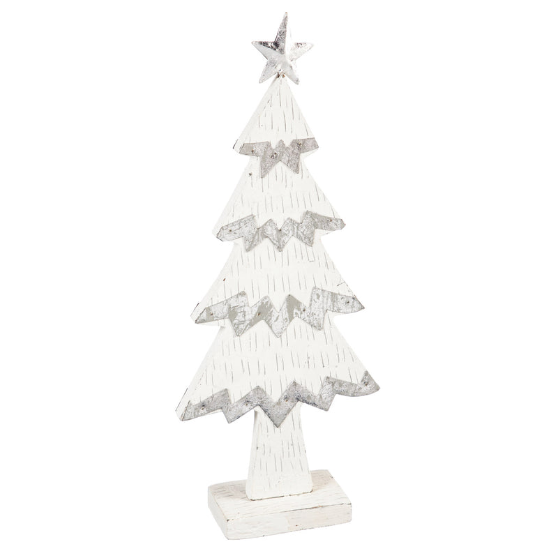 White Wood and Metal Christmas Tree Tabletop Decoration