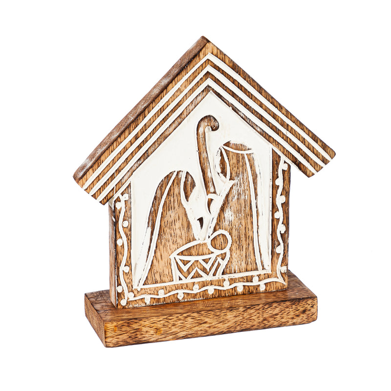 Wood Carved Nativity Table Décor, 6.5"x2"x7"inches