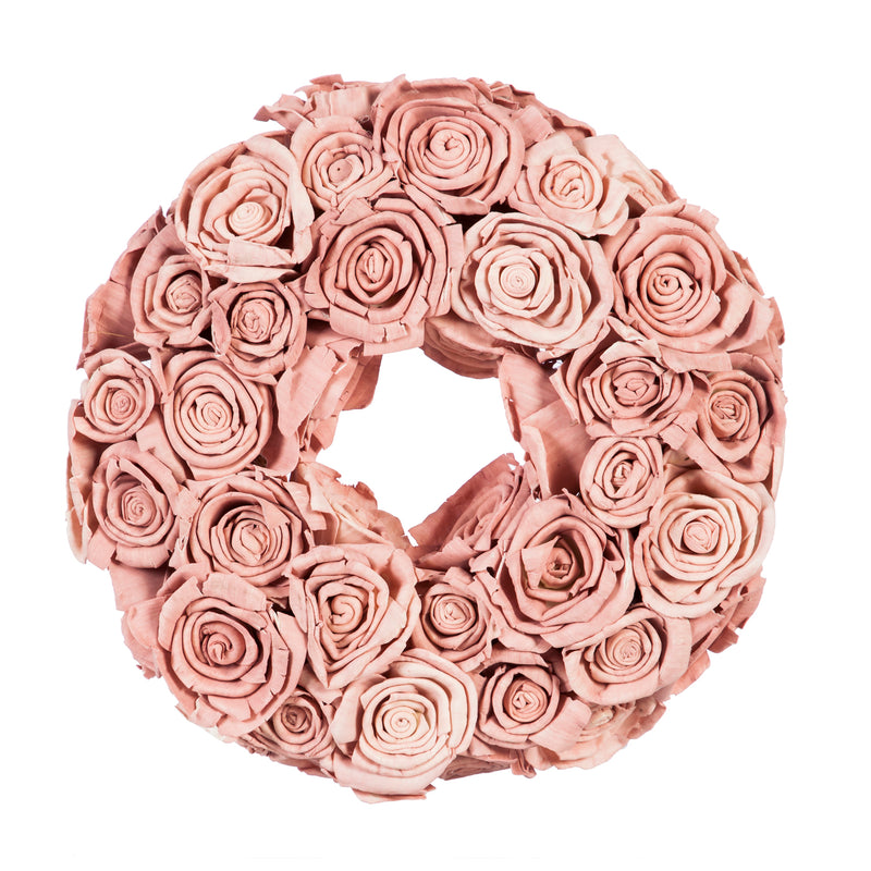 11" Floral Wreath, 2 Assorted: Pink Rose, Light Grey Rose,8wr164