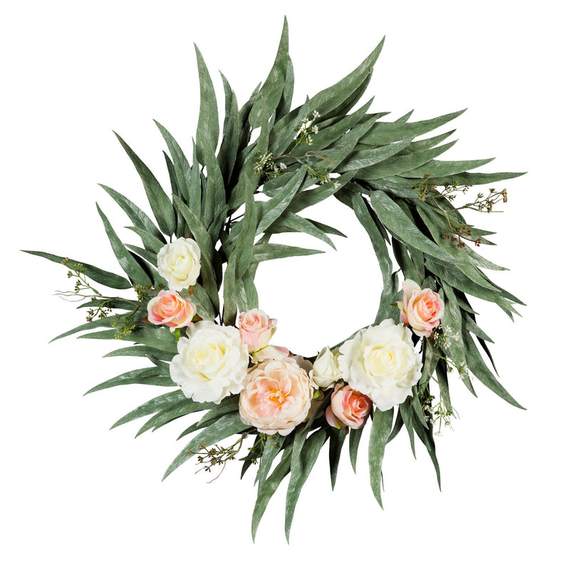 25'' Pink and White Roses and Peony Wreath,8wr171