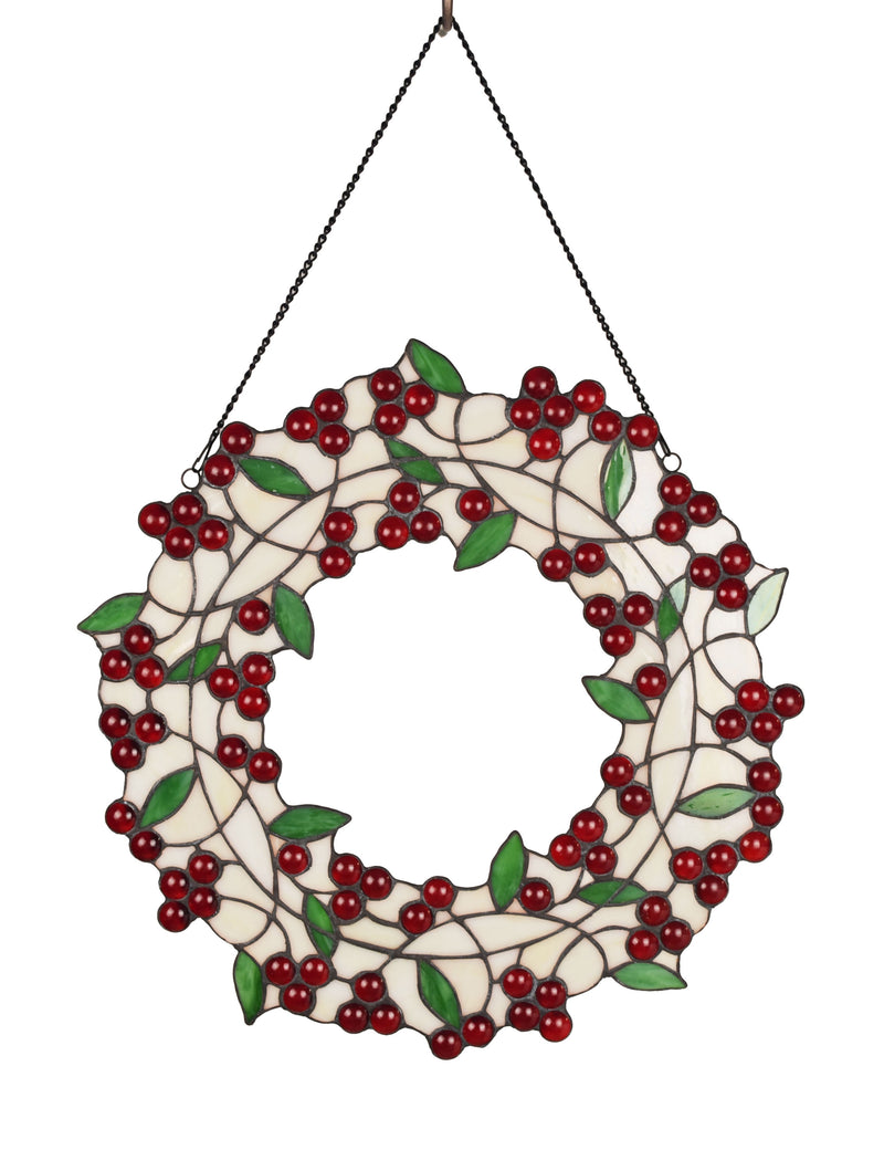 Stained Glass Holly Wreath, 18"x18"x0.25"inches