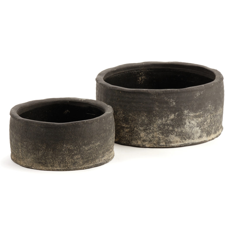 Napa Home & Garden Antwerp Low Cylindr Pot Gy Wash, Set of 2