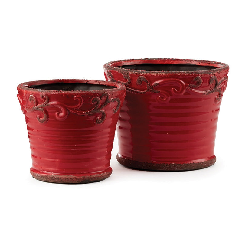 Napa Home & Garden Scroll Pots, Set of 2 Red