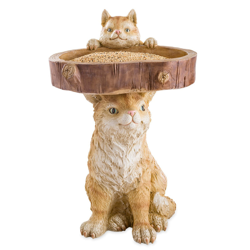 Whimsical Cat and Kitten Resin Bird Feeder Garden Accent,go8488