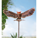 Handcrafted Bronze-Colored Metal Owl Garden Sculpture on Stake,ka6806