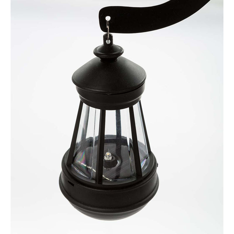 Black Metal Silhouette Garden Stake of Cat Holding a Solar-Powered Lantern, 10.83"x3.15"x45.67"inches
