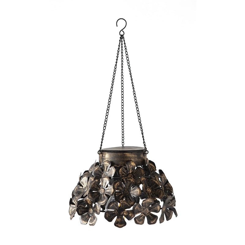 Antiqued Metal Hanging Indoor/Outdoor Flower Light - Flowers,7"x7"x14.96"inches