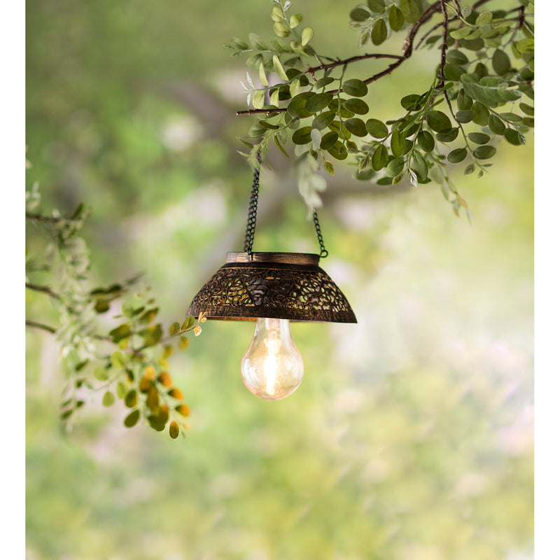 Antiqued Metal Hanging Indoor/Outdoor Flower Light - Scalloped, 7"x7"x14.96"inches