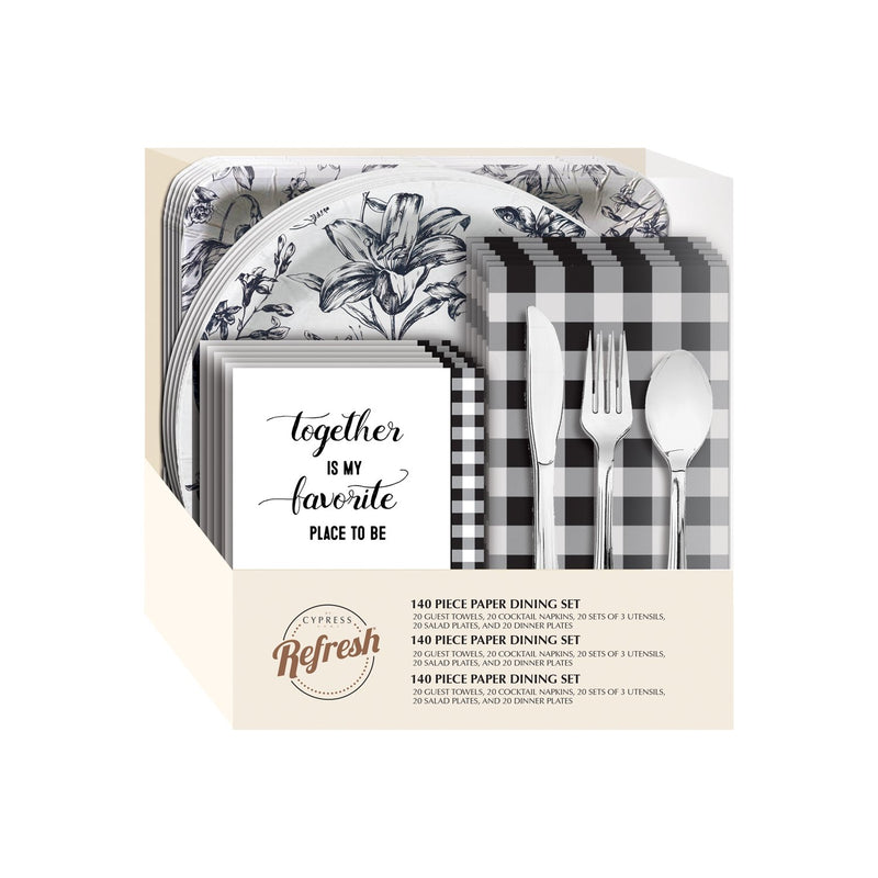 Modern Farmhouse Paper Dining Set, 85 Pieces - 10 x 3 x 11 Inches