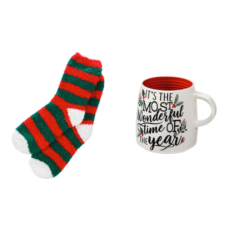 Ceramic Cup and Sock Gift set, 12 OZ, It's the Most Wonderful Time of the Year,p2978013