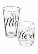 Stemless Wine Glass & Beer Cup Gift Set, Hers and His,p2985001