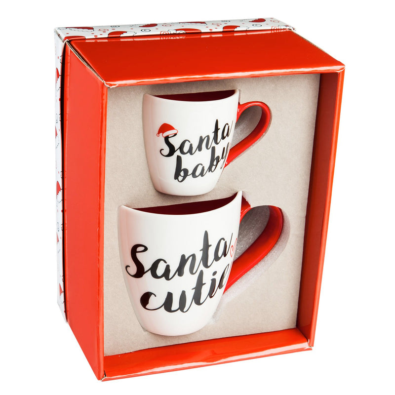 Evergreen Mommy and Me Ceramic Cup Gift set, 17 OZ, Santa Cutie and Santa Baby, 9.9'' x 5.04'' x 7.64'' inches