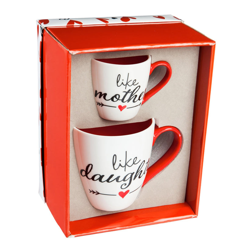Evergreen Mommy and Me Ceramic Cup Gift set, 17 OZ, Like Mother, Like Daughter, 9.9'' x 5.04'' x 7.64'' inches