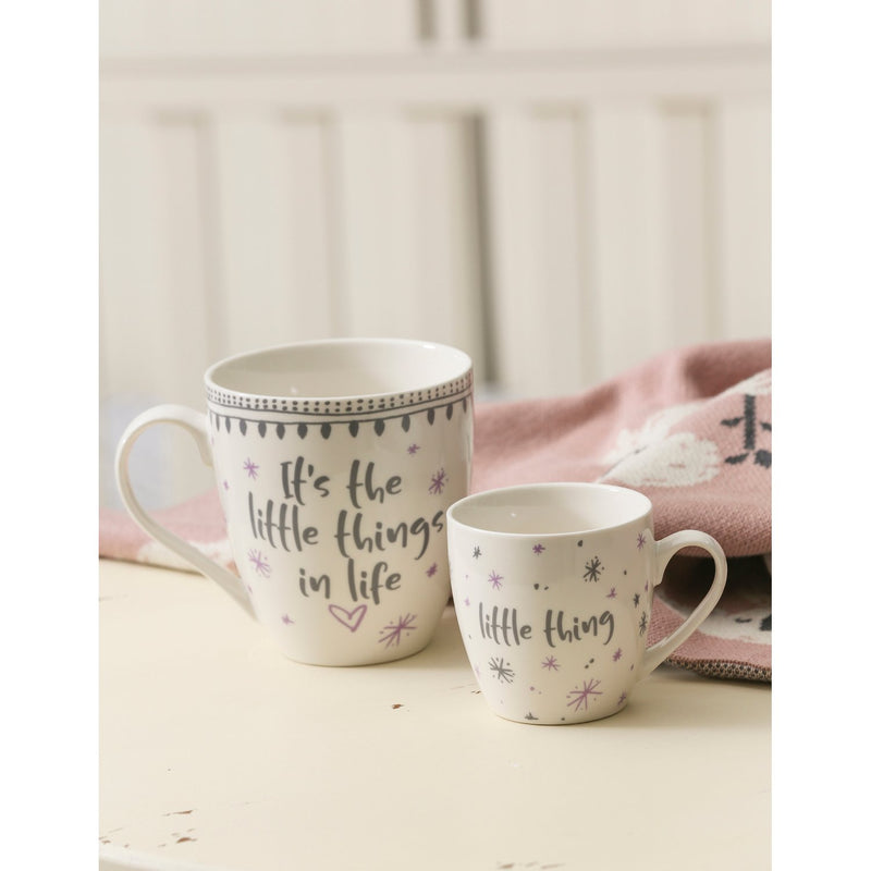 Evergreen Mommy and Me Ceramic Cup Gift set, 17 OZ and 7 OZ, It's the Little Things in Life/Little Thing, 5.87'' x 4.12'' x 4.75'' inches