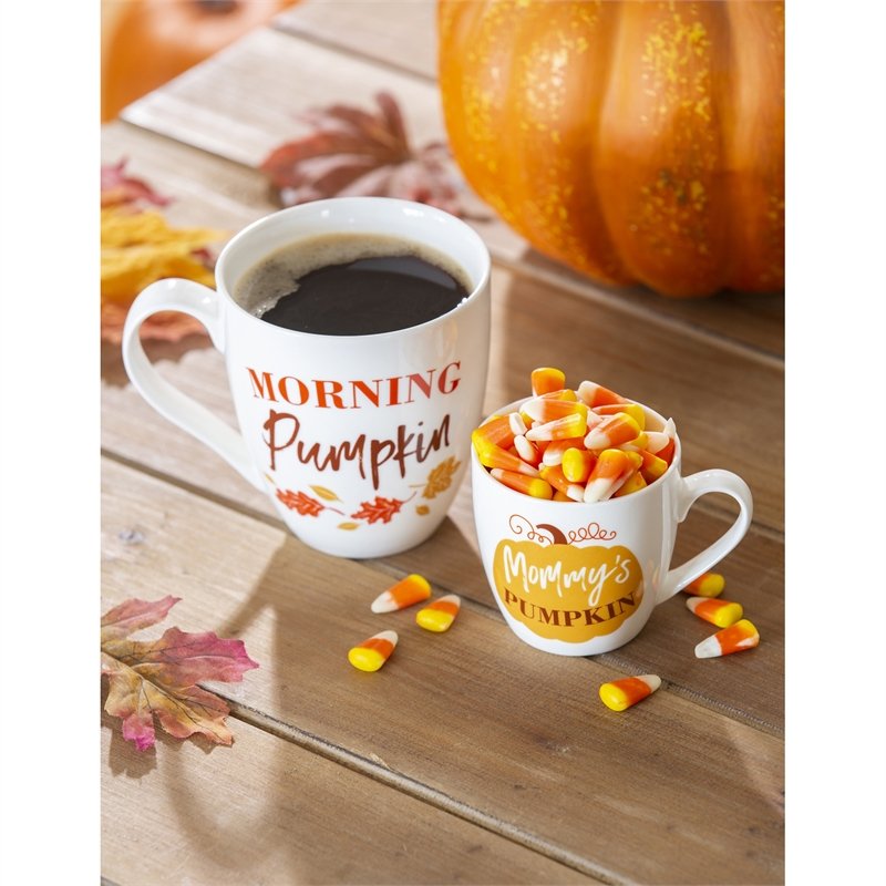 Mommy and Me Ceramic Cup Gift Set, 17 oz. & 7 oz,  Morning Pumpkin/Mommy's Pumpkin,p2995016