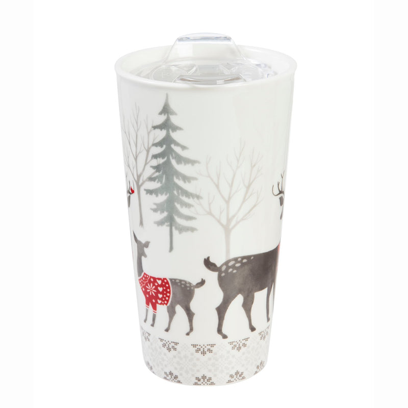 Ceramic Travel Cup, 17 OZ. ,w/ Tritan Lid and Glove Gift Set, White Woods,p32817140