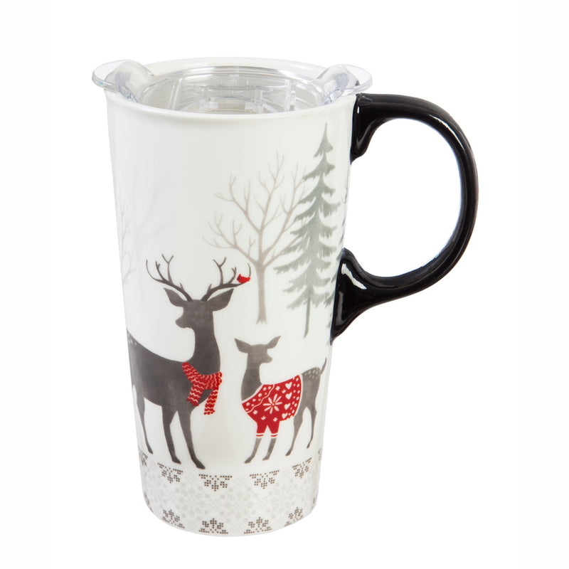 Ceramic Travel Cup, 17 OZ. ,w/ Tritan Lid and Glove Gift Set, White Woods,p32817140