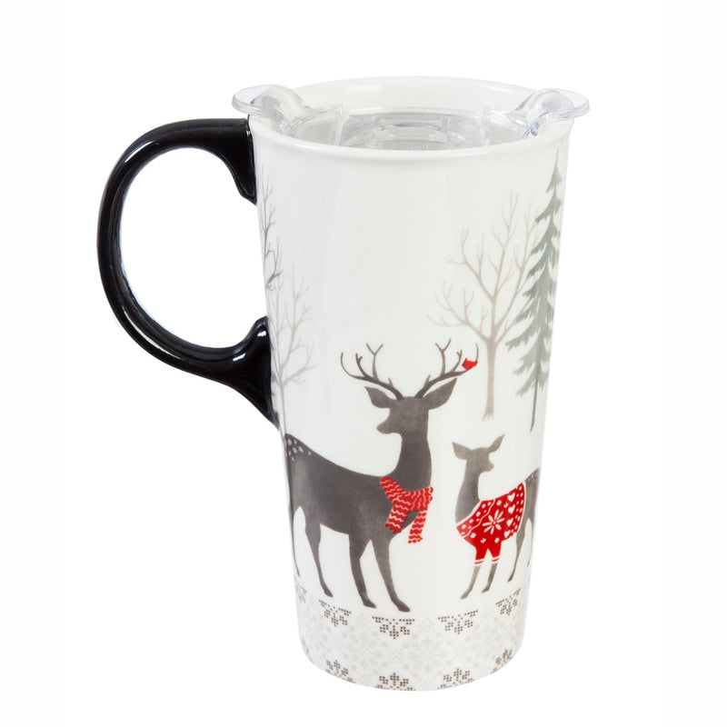 Ceramic Travel Cup, 17 OZ. ,w/ Tritan Lid and Glove Gift Set, White Woods,p32817140