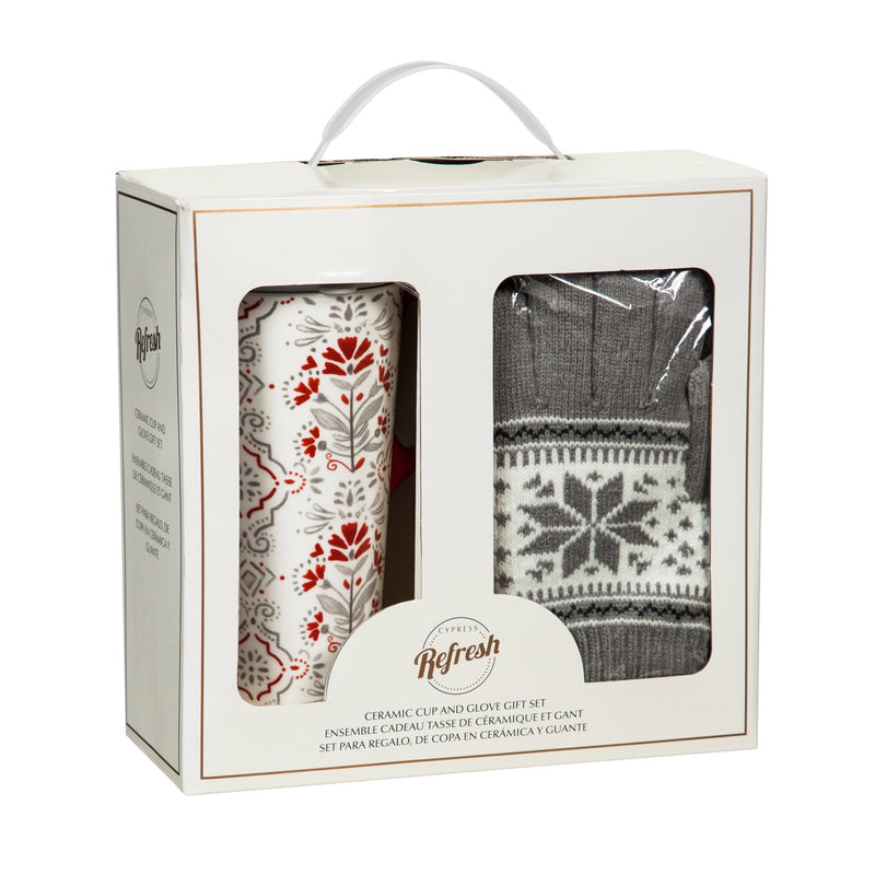 Ceramic Travel Cup, 17 OZ. ,w/ Glove Gift Set, Yuletide,p32817724