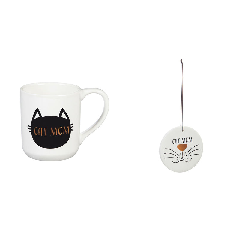 Ceramic Cup, 10 OZ, with Ornament/Coaster Gift Set, Cat Mom,p3319001