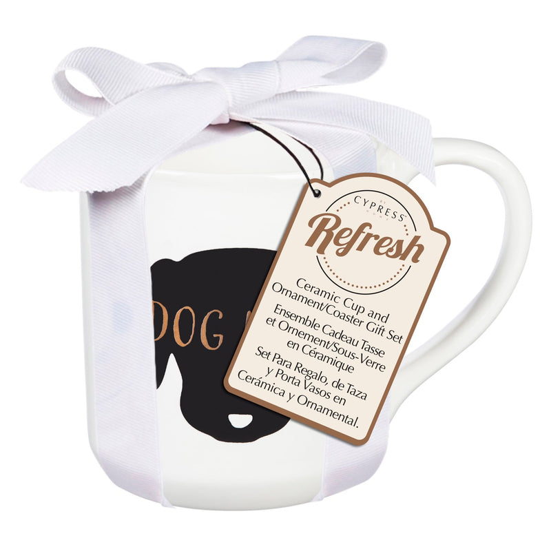 Ceramic Cup, 10 OZ, with Ornament/Coaster Gift Set, Dog Mom,p3319002