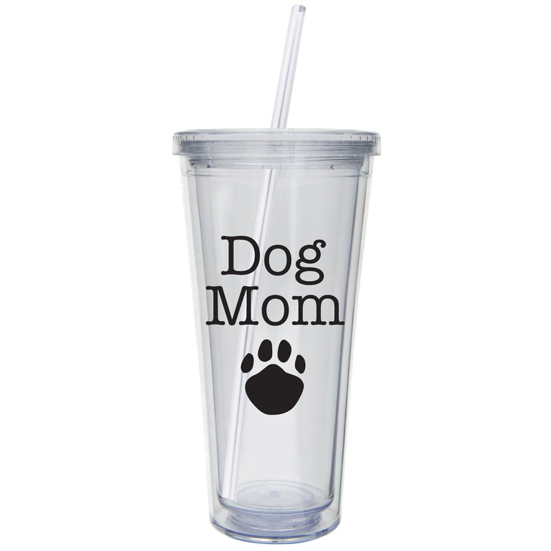 Evergreen XL Insulated 18 OZ Acrylic Tumbler with Straw and Cap, Dog Mom, 4'' x 4'' x 7'' inches
