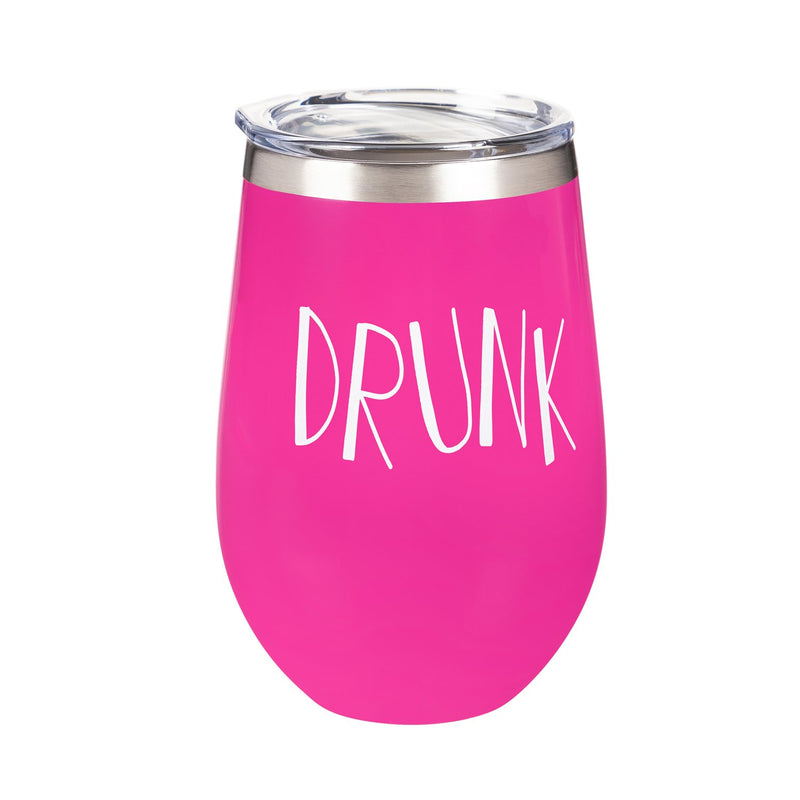 Double Wall Vacuum Wine Tumbler Gift Set, Set of 2, 12 OZ, Double-sided:  Tipsy/Tipped & Sober/Drunk,p3755002